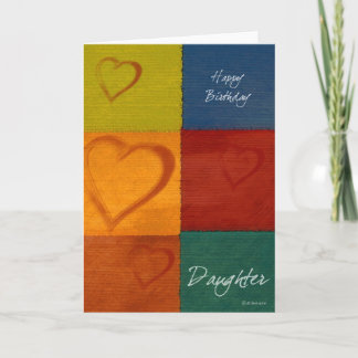 Patchwork Colours and Hearts Daughter Birthday Card