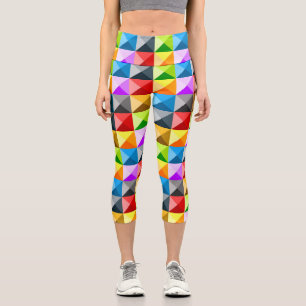Patchwork Cool Colourful triangle geometric patter Capri Leggings
