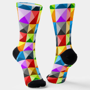 Patchwork Cool Colourful triangle geometric patter Socks