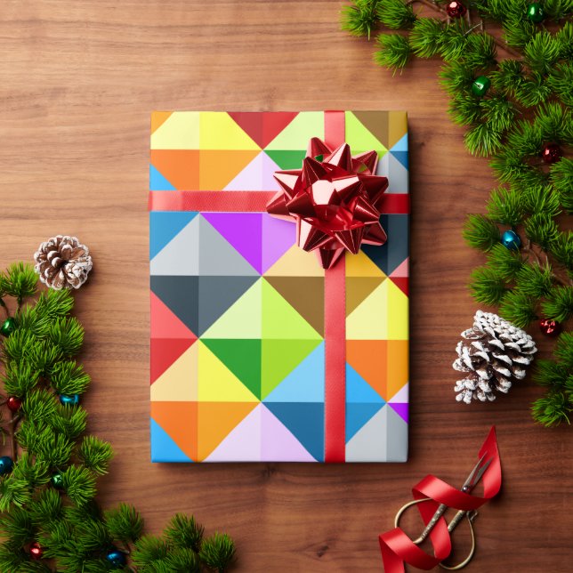 Patchwork Cool Colourful triangle geometric patter Wrapping Paper (Holiday Gift)