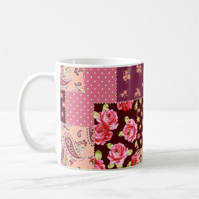 Patchwork Cute Seamless Pattern Coffee Mug (Left)