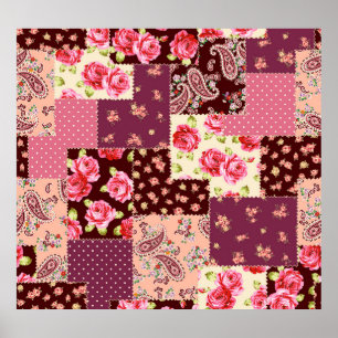 Patchwork Cute Seamless Pattern Poster