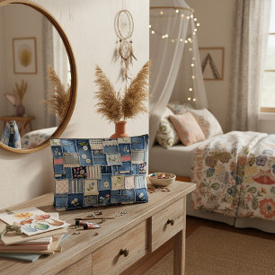 Patchwork Denim Accessory Pouch
