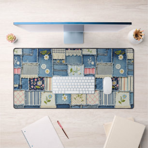 Patchwork Denim Desk Mat