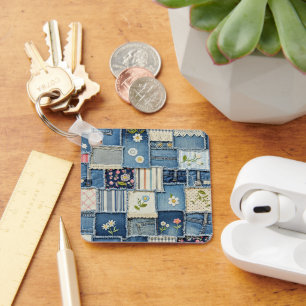 Patchwork Denim Key Ring