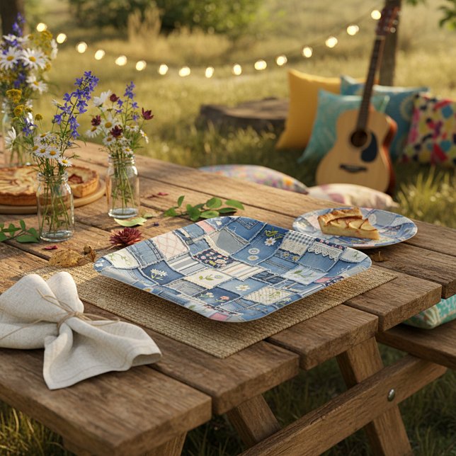 Patchwork Denim Paper Plate (Creator Uploaded)