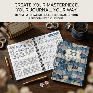 Patchwork Denim personalised bullet journal