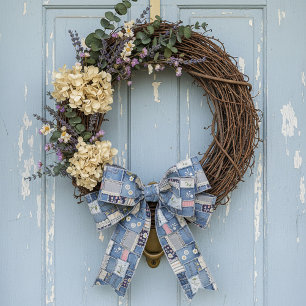 Patchwork Denim Satin Ribbon
