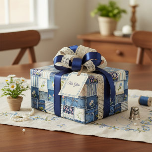 Patchwork Denim Wrapping Paper