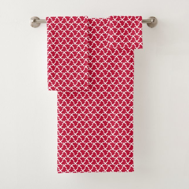 Patchwork Denmark Flag Pattern  Bath Towel Set (Insitu)