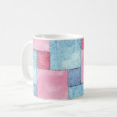Patchwork Design Coffee Mug, Pinks, Blues Coffee Mug (Front Left)