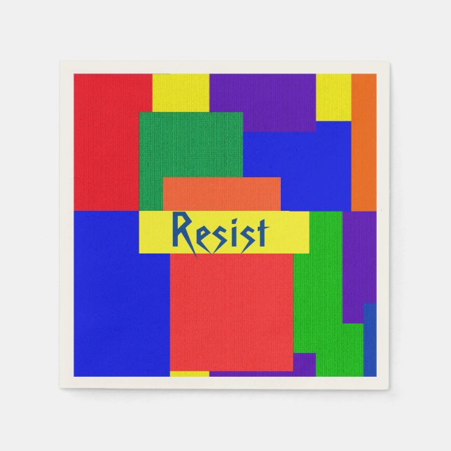 Patchwork Design Rainbow Resist Paper Napkins (Front)