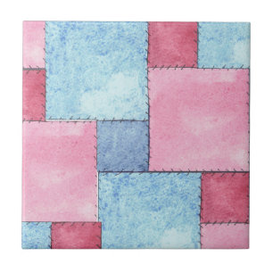 Patchwork Design Tile, Pinks, Blues Tile
