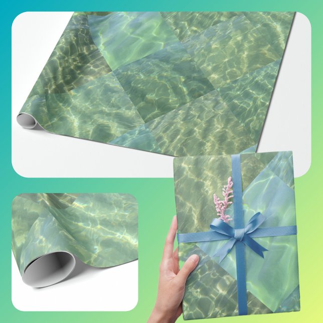 Patchwork Diamond Aquamarine Water Wrapping Paper (Creator Uploaded)