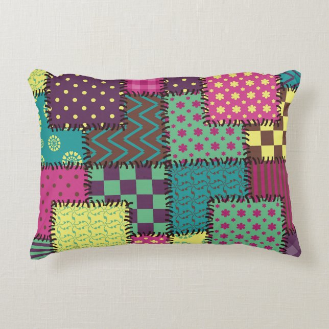 Patchwork: Diverse Patterns Background Decorative Cushion (Front)