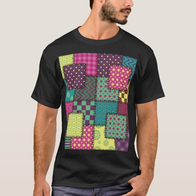 Patchwork: Diverse Patterns Background T-Shirt (Front)