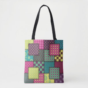 Patchwork: Diverse Patterns Background Tote Bag