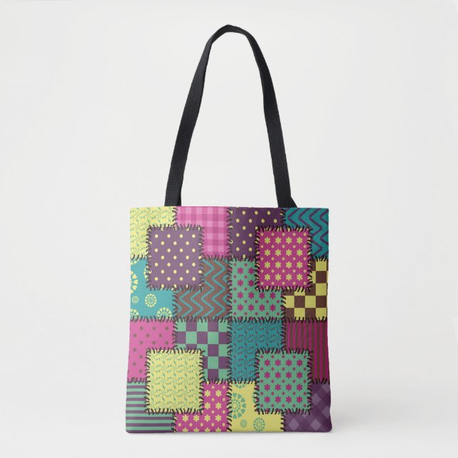 Patchwork: Diverse Patterns Background Tote Bag (Front)