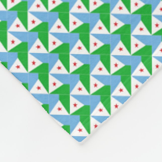 Patchwork Djibouti Flag Pattern  Fleece Blanket (Corner)