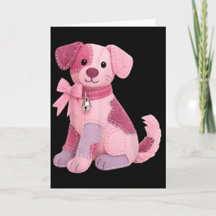 Patchwork Dog Pink Ribbon Breast Cancer Awareness Card