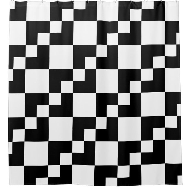 Patchwork Domino - Black and White Shower Curtain (Front)