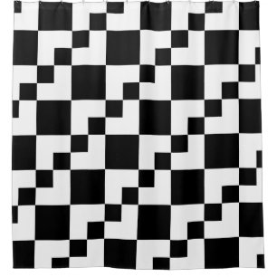 Patchwork Domino - White and Black Shower Curtain