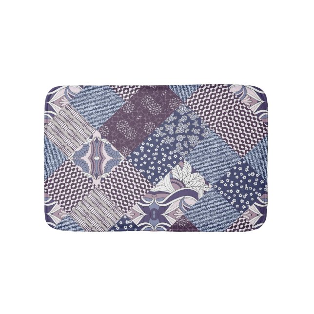 Patchwork Doodle: Vintage Boho Seamless. Bath Mat (Front)