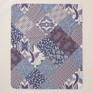 Patchwork Doodle: Vintage Boho Seamless. Sherpa Blanket