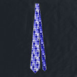 Patchwork Dreidels in Blue Tie<br><div class="desc">Blue and white patchwork with dreidels for any Jewish holiday or event.</div>