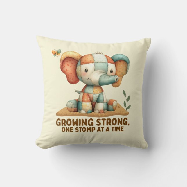 Patchwork Elephant “Growing Strong Cushion (Front)