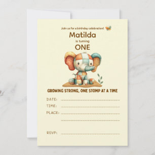 Patchwork Elephant “Growing Strong”   Invitation