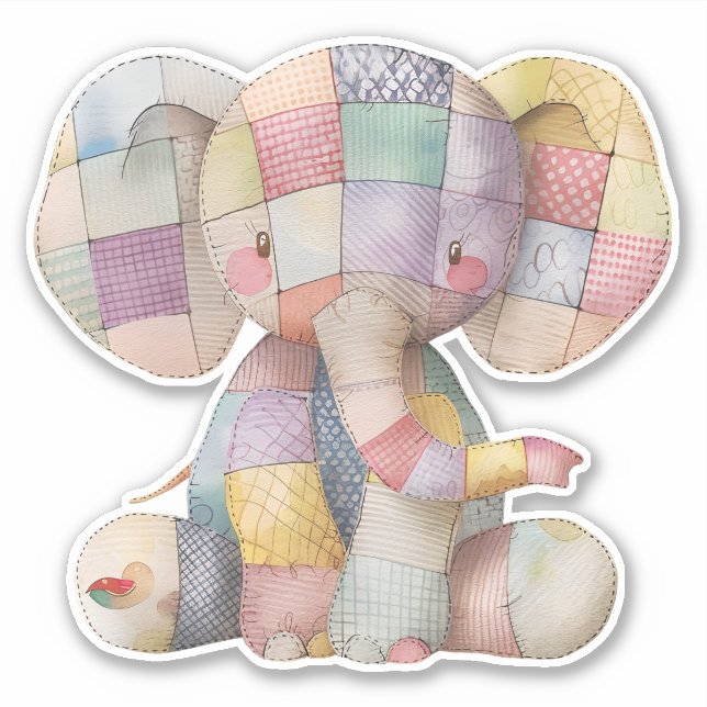 Patchwork Elephant Sticker (Front)