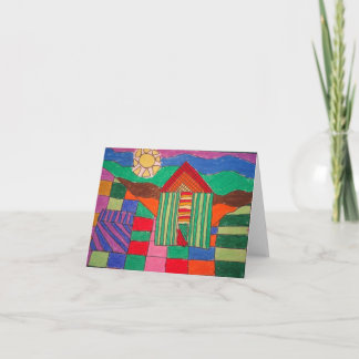 "Patchwork Farm" (Oil Pastels and Pen) Card