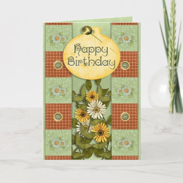 Patchwork Floral Birthday Card (Front)