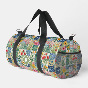 Patchwork Floral Botanical Garden Pretty Colourful Duffle Bag