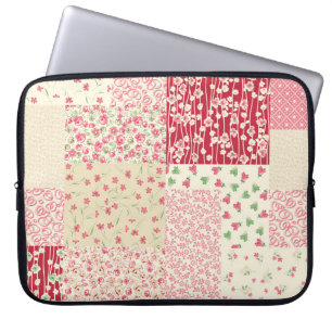 Patchwork Floral: Hand Drawn Ornaments. Laptop Sleeve