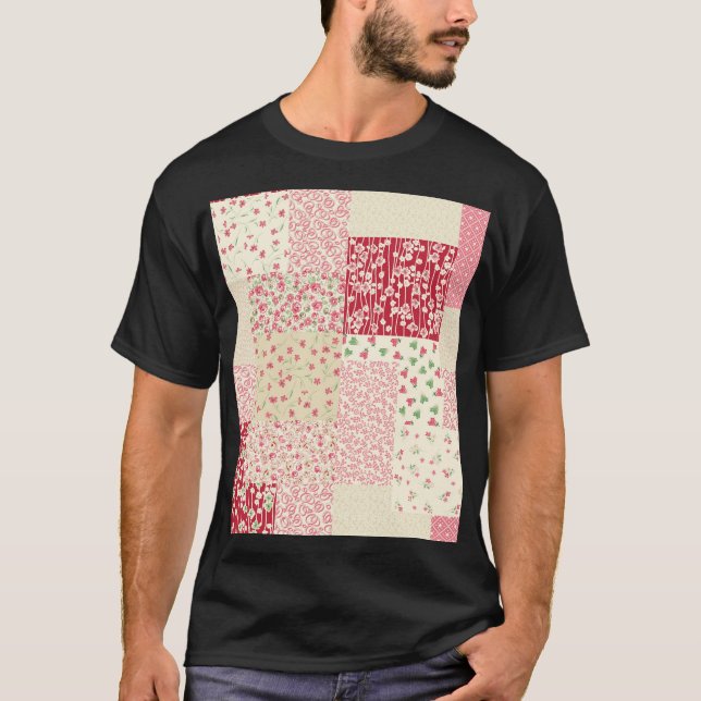 Patchwork Floral: Hand Drawn Ornaments. T-Shirt (Front)