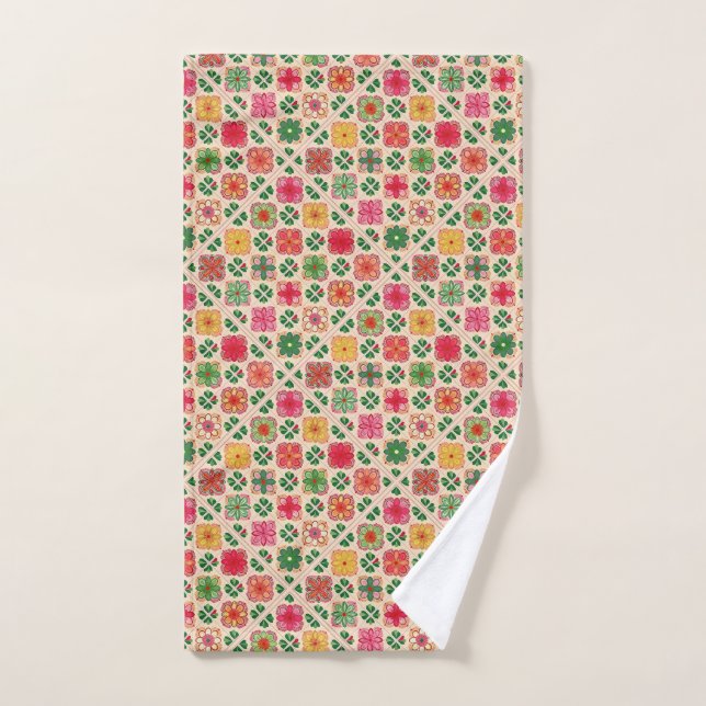 Patchwork floral pattern hand towel (Hand Towel)
