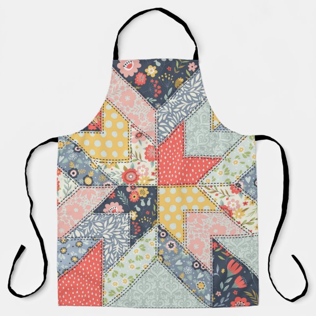 Patchwork Floral: Vintage Ornament Apron (Front)