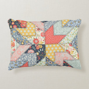 Patchwork Floral: Vintage Ornament Decorative Cushion