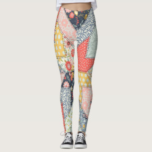 Patchwork Floral: Vintage Ornament Leggings