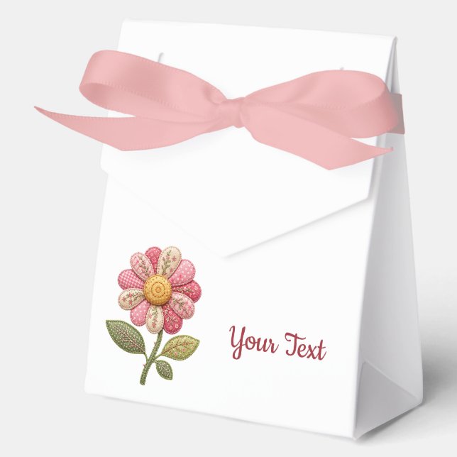 Patchwork flower in country style favour box (Front)