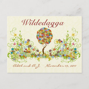 Patchwork Flower Love Tree Thank You Post Card