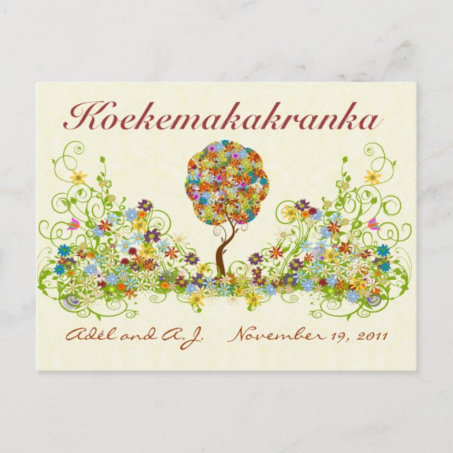 Patchwork Flower Love Tree Thank You Post Card (Front)