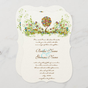 Patchwork Flower Love Tree Wedding Invitation