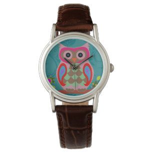 Patchwork Folk Art Owl Watch