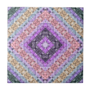 Patchwork folk retro ornamental decor violet grey tile