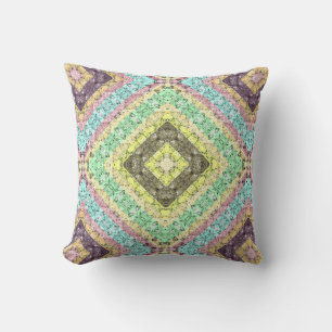 Patchwork folk retro ornamental decor yellow brigh cushion