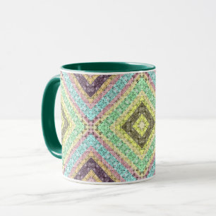 Patchwork folk retro ornamental decor yellow brigh mug