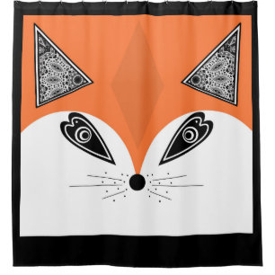 Patchwork Fox, applique Fox, Fox, children's Shower Curtain